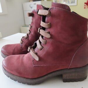 Burgundy combat style boots